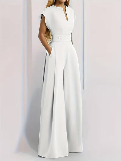Women’s Wide Leg Jumpsuit Tailored Fit with Structured Waist for Effortless Style