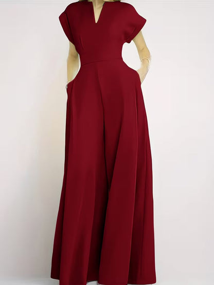 Women’s Wide Leg Jumpsuit Tailored Fit with Structured Waist for Effortless Style