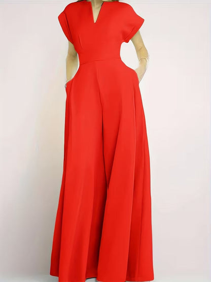 Women’s Wide Leg Jumpsuit Tailored Fit with Structured Waist for Effortless Style
