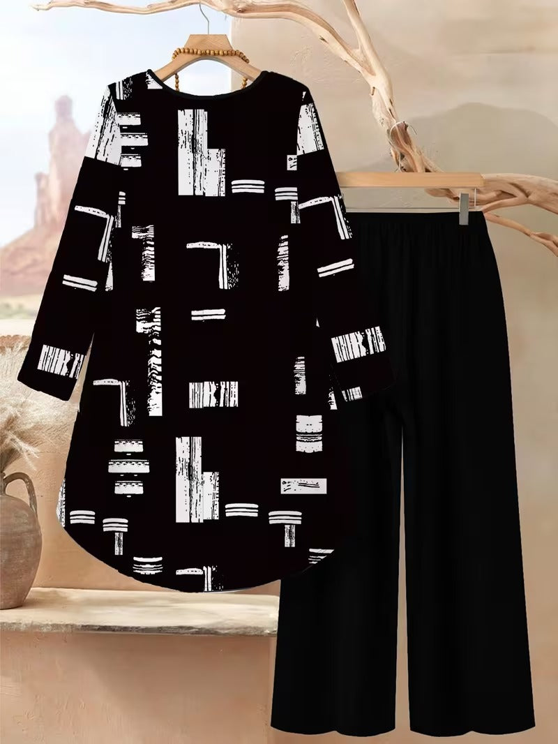 Women's Plus Size Geometric Set