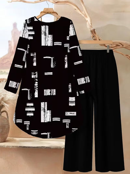 Women's Plus Size Geometric Set