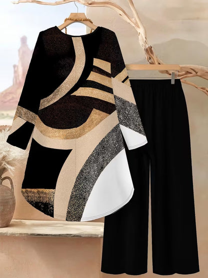 Women's Plus Size Geometric Set