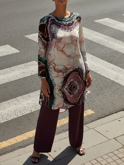 Women's Plus Size Geometric Set
