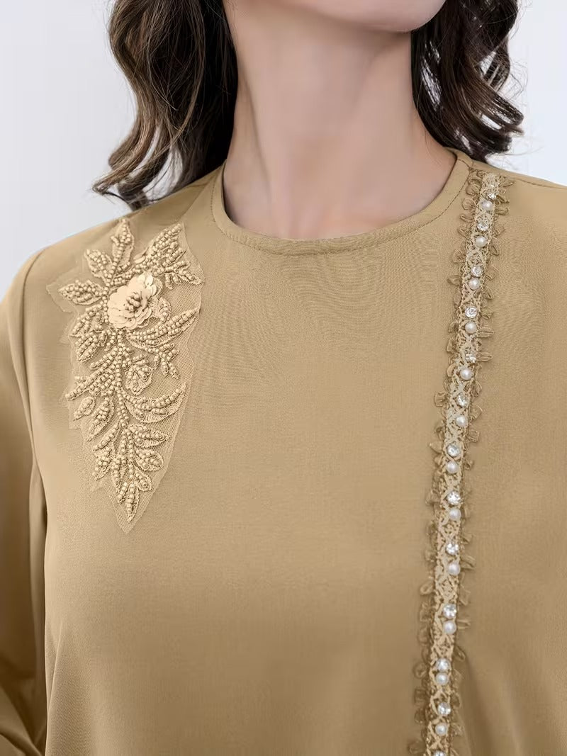 Luxury Floral Embroidered Pants Set