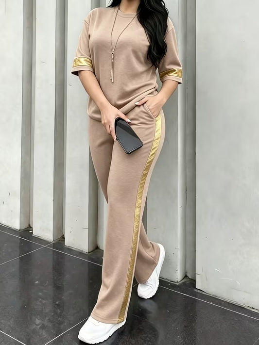 Premium Gold Trim Casual Set