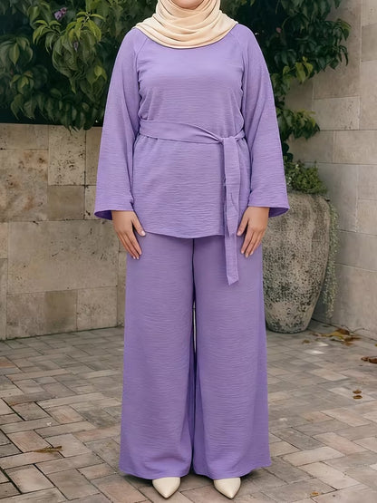 Flared Sleeve Abaya Pants Set