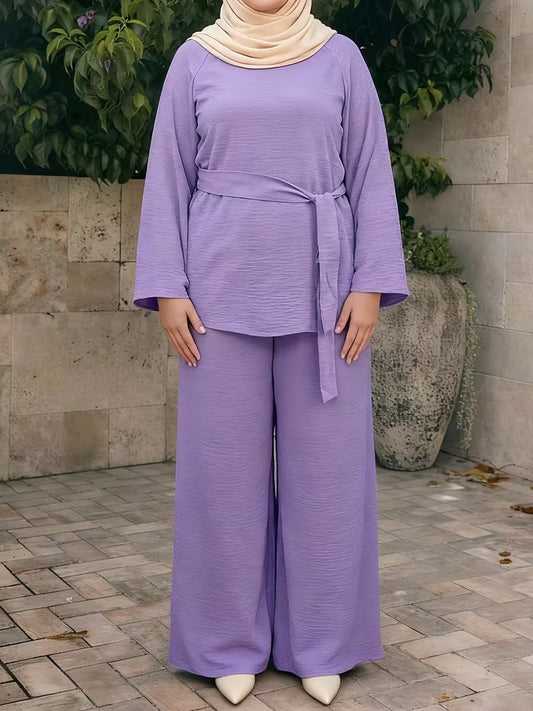 Flared Sleeve Abaya Pants Set