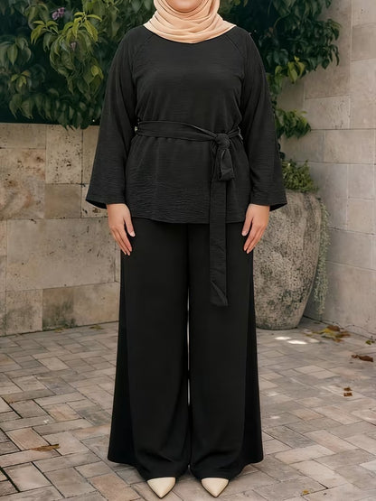Flared Sleeve Abaya Pants Set
