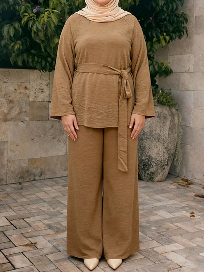 Flared Sleeve Abaya Pants Set