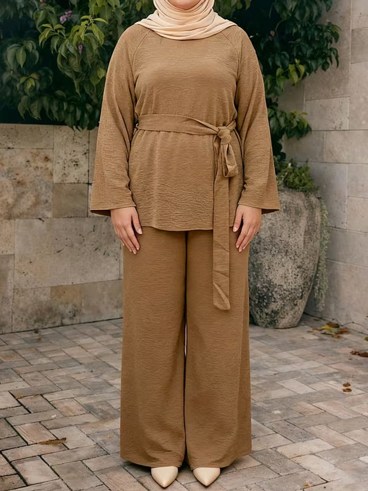 Flared Sleeve Abaya Pants Set