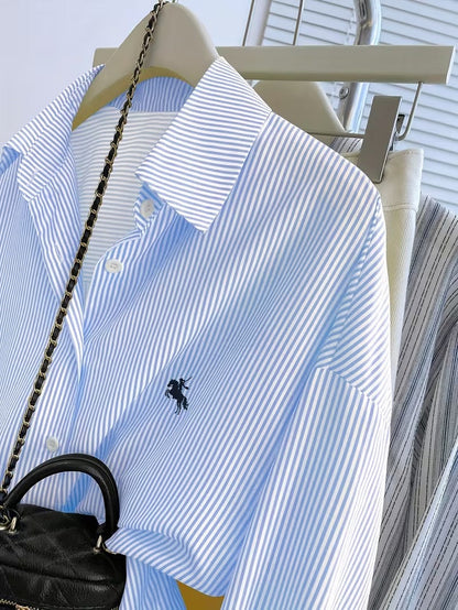 Women’s Striped Button-Front Casual Long Sleeve Shirt