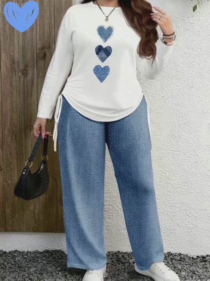 ❤️ Women's Plus Size Heart Print Co-Ord Set